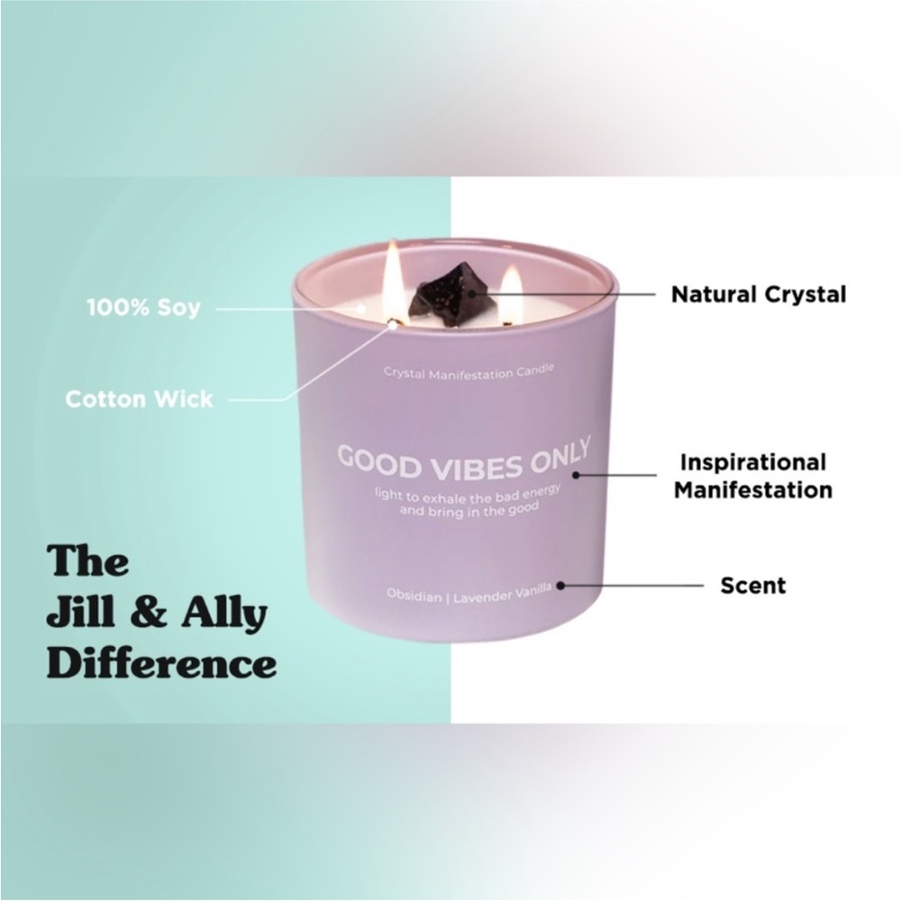 NEW Jill & Ally Harmony Candle Agate Crystal Manifestation Cedar Violet Scented - Picture 6 of 16